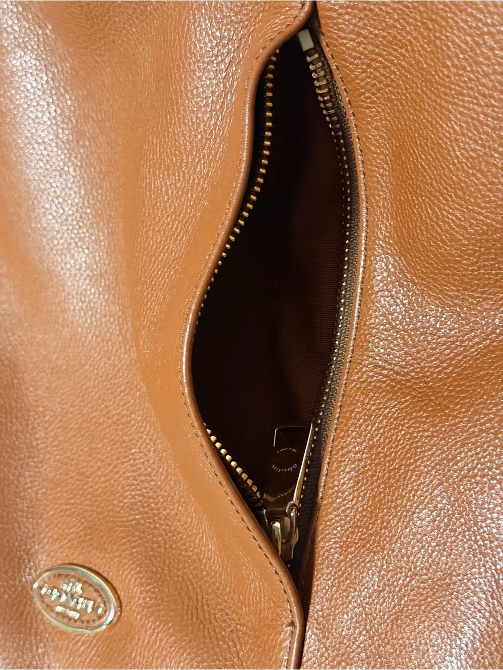 Coach Cognac Pebbled Leather Shoulder Bag